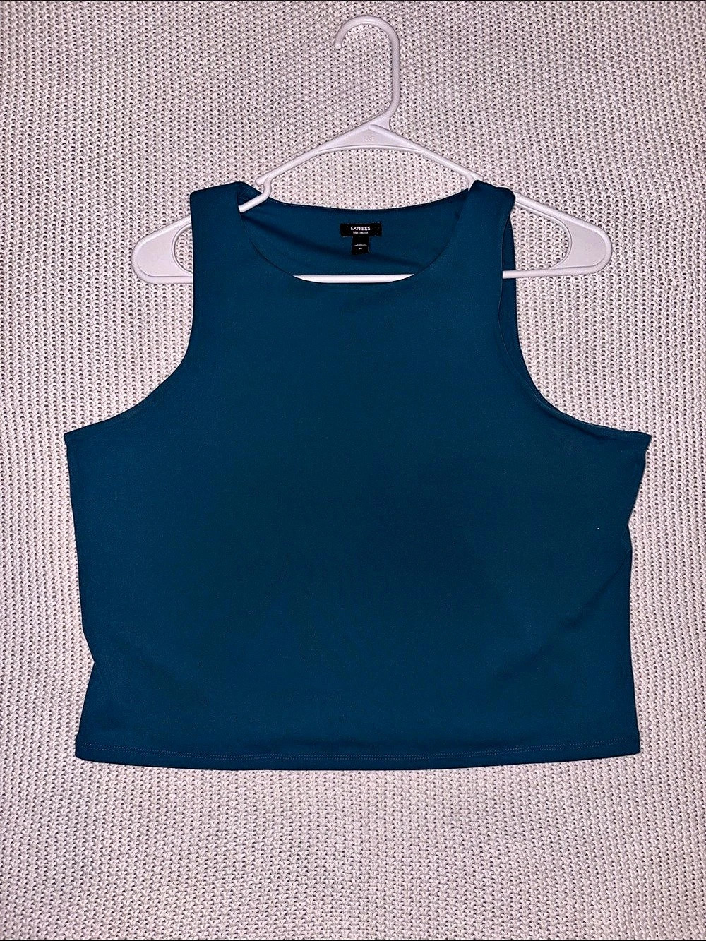 Express Body Contour High Compression High Neck Cropped Tank Blue XL